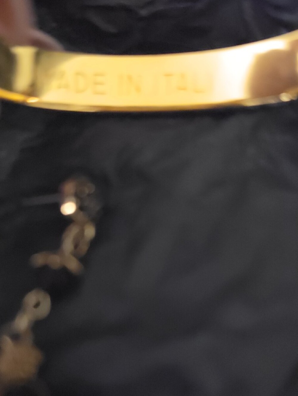 Gold-Tone Bracelet with Black Faceted Stones — Made In Italy - Picture 2 of 6